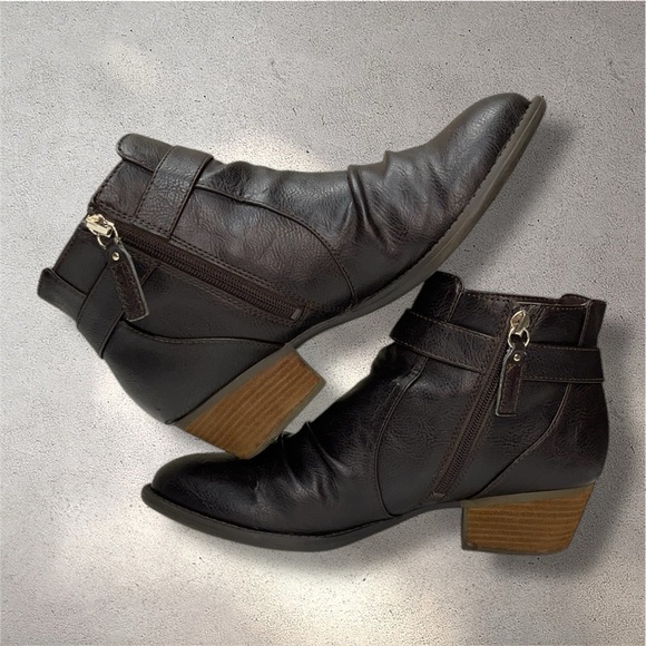 Dr Scholls Jolly Wedge Ankle Leather Zip Boots Booties - Picture 4 of 10